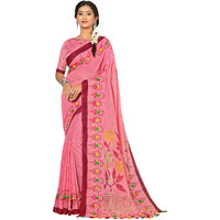 RIWAAYAT TRENDS Womens Khadi Linen Saree With Unstitched Blouse Piece (RT_Plu_7_Onion Pink)