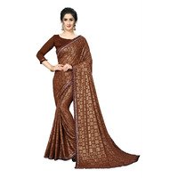 FAB DADU Womens Imported Silk Fancy Saree With Blouse Piece (SR-10136-Brown)