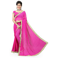 Gaurangi Creation Womens Chiffon Saree With Unstitched Blouse (SHV1003_Pink)