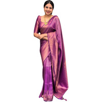 SGF11 Womens Kanjivaram Zari Woven Silk Saree With Blouse Piece (Purple)