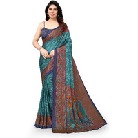 MIRCHI FASHION Womens Plain Weave Chiffon Self Design Printed Saree with Blouse Piece (37834-Teal, Red)