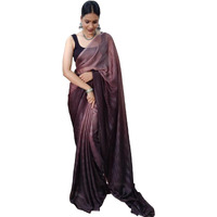 SIRIL Womens Georgette Ready To Wear Saree With Unstitched Blouse Piece (3375S378_Brown)
