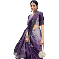 SIRIL Womens Georgette Hot Fixing Saree With Unstitched Blouse Piece (3430S278_Purple)
