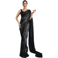 SIRIL Womens Georgette Printed Ready To Wear Saree With Unstitched Blouse Piece (3374S364_Black)