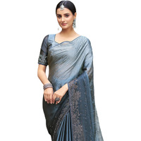 SIRIL Womens Georgette Hot Fixing Saree With Unstitched Blouse Piece (3430S277_Grey)