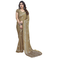 Yashika Womens Elegant Chiffon Saree with Blouse Material - Embrace Trendy Style and Timeless Elegance in this Exquisite Attire (AZ-YS-P1-UTISHA MUSTARD)