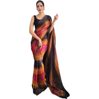 SIRIL Womens Georgette Printed Ready To Wear Saree With Unstitched Blouse Piece (3374S363_Mustard & Black)