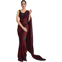 SIRIL Womens Georgette Printed Ready To Wear Saree With Unstitched Blouse Piece (3374S366_Maroon)