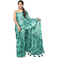 MIRCHI FASHION Womens Chiffon Shibori Printed Saree with Blouse Piece (39813-Teal)