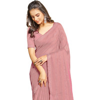 SIRIL Womens Chiffon Hot Fixing Saree With Unstitched Blouse Piece (3397S245_Peach)