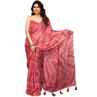 MIRCHI FASHION Womens Chiffon Shibori Printed Saree with Blouse Piece (39811-Crimson)