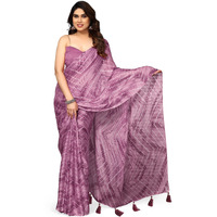 MIRCHI FASHION Womens Chiffon Shibori Printed Saree with Blouse Piece (39812-Dusty Pink)