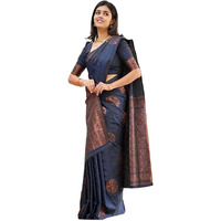 Yashika Womens Banarasi Cotton Silk Jacquard saree (MUDRA NAVY