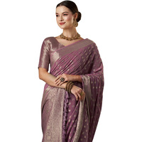 AKHILAM Womens Woven Design Georgette Kanjeevaram Saree With Unstiched Blouse Piece (Mauve_ARYA3001_FL)