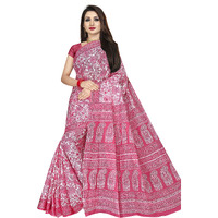 TAMAIRA FASHION Womens Plain Weave Pure Cotton Saree Without Blouse Piece (AB18_Pink)