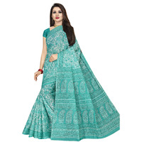 TAMAIRA FASHION Womens Plain Weave Pure Cotton Saree Without Blouse Piece (AB18_Seagreen)