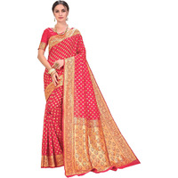 Glory Sarees Womens Jacquard Silk Blend Saree (kara128_gajari