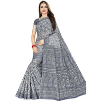TAMAIRA FASHION Womens Plain Weave Pure Cotton Saree Without Blouse Piece (AB18_Grey)