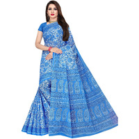 TAMAIRA FASHION Womens Plain Weave Pure Cotton Saree Without Blouse Piece(AB18_Blue)