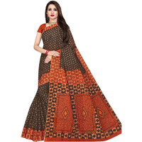 TAMAIRA FASHION Womens Plain Weave Pure Cotton Saree Without Blouse Piece(AB15_BrownandRustbrown)