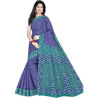 TAMAIRA FASHION Womens Plain Weave Pure Cotton Saree Without Blouse Piece (AB15_Purple and Seagreen)