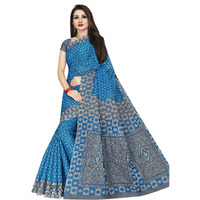 TAMAIRA FASHION Womens Plain Cotton Saree (AB15_Blue, Turquoise)