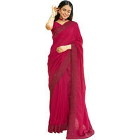 SIRIL Womens Embroidery Stone Work Vichitra Silk Saree with Unstitched Blouse Piece (3351S369_Light Pink)