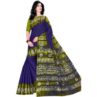 TAMAIRA FASHION Womens Plain Weave Pure Cotton Saree Without Blouse Piece (1920_Dark Blue)