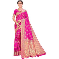 Glory Sarees Womens Jacquard Silk Blend Saree (kara128_Magenta