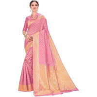 Glory Sarees Womens Jacquard Silk Blend Saree (kara128_lightpink_Light Pink)