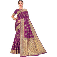 Glory Sarees Womens Jacquard Silk Blend Saree (kara128_Wine