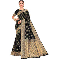 Glory Sarees Womens Jacquard Silk Blend Saree (kara128_Black