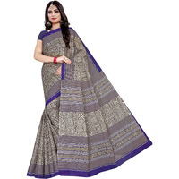 TAMAIRA FASHION Womens Plain Weave Pure Cotton Saree Without Blouse Piece(2203_GreyandBlue)
