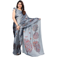 MIRCHI FASHION Womens Plain Weave Chiffon Madhubani Printed Saree with Blouse Piece (37962-Grey, Multi)