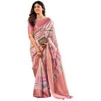 SIRIL Womens Jacquard Silk Saree with Unstitched Blouse Piece (3294S1041_Dusty Pink)