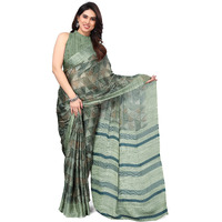 MIRCHI FASHION Womens Plain Weave Chiffon Geometric Printed Saree with Blouse Piece (38127-Dusty Green)