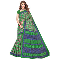 TAMAIRA FASHION Womens Plain Weave Pure Cotton Saree Without Blouse Piece(1354_Grey&Parrotgreen)