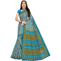 TAMAIRA FASHION Womens Plain Weave Pure Cotton Saree Without Blouse Piece(1354_Grey&PeacockBlue)