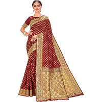 Glory Sarees Womens Jacquard Silk Blend Saree (kara128_Maroon