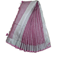 HAIDER ALI AND SONS Pure Tissue Linen Ethnic Wear Saree For Womens (With Blouse) (PURPLE)