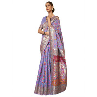 AKHILAM Womens Silk Blend Lavendar Woven Design Celebrity Saree With Regular Fit Blouse Piece (Lavendar_Kshfa201001H),Blue