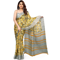 MIRCHI FASHION Womens Chiffon Geometric Printed Saree with Blouse Piece (39106-Yellow, Light Yellow)