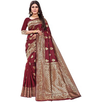 C J Enterprise Women Pure Kanjivaram Soft Silk Saree Banarasi Design Wear Pattu Sarees Latest Party Cotton Sari collections With Blouse Piece for Wedding sadi new ladies 2023 2024 (Pari120) (Maroon)