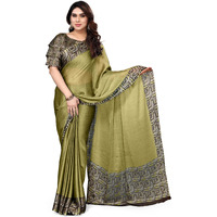 MIRCHI FASHION Womens Chiffon Contrast Border Printed Solid Saree with Blouse Piece (39701-Light Green)