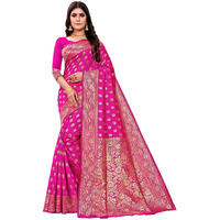 Sugathari Womens Banarasi Saree Pure Kanjivaram Silk Saree Soft new ladies 2023 Design Wear Pattu Sarees Latest Cotton Party Sari collections With Blouse Piece for Wedding sadi (PARI S-1 PINK)