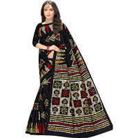 TAMAIRA FASHION Womens Plain Weave Pure Cotton Saree Without Blouse Piece(AB13_Black)