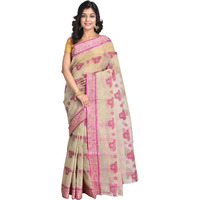 Raj Sarees Womens Tant Cotton Saree (RSH419_Off-White)