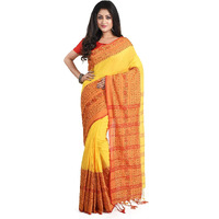 CHHANDA HANDLOOM SAREES Womens Pure Cotton Bengali Sarees for Women | Pack of 1, Yellow