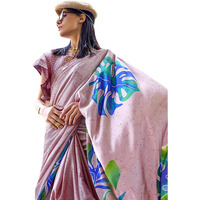 AKHILAM Womens Crepe Digital Print Designer Saree With Unstitched Blouse Piece (Mauve_KUBIK324013_RJ)