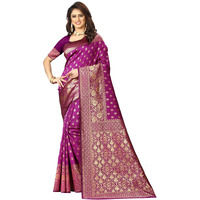 Sugathari Womens Banarasi Saree Pure Kanjivaram Silk Saree Soft new ladies 2023 Design Wear Pattu Sarees Latest Cotton Party Sari collections With Blouse Piece for Wedding sadi (PARI 73 PURPLE)